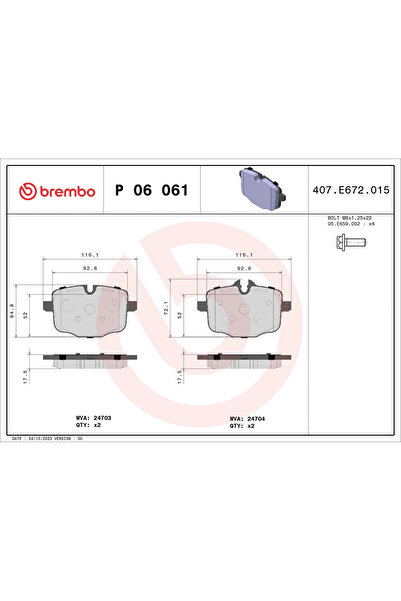 Brembo Set Placute Frana Frana Disc Bmw 5/6