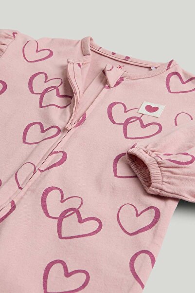 MOTHERCARE Pink Hearts Zip-Up All-in-One