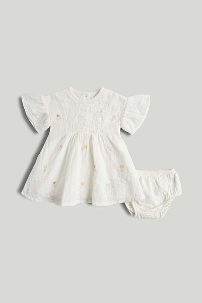MOTHERCARE White Daisy Dress and Knickers Outfit
