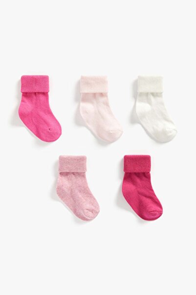 MOTHERCARE Pink Roll Top Baby Socks - 5 Pack