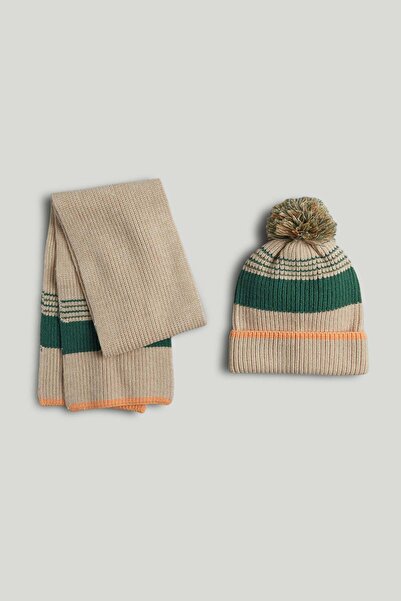 MOTHERCARE Striped Knitted Hat and Scarf Set