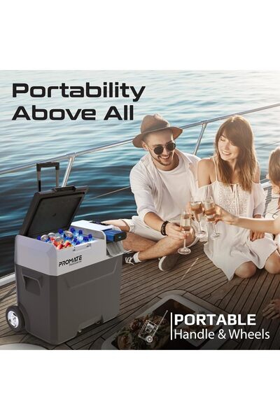 Promate PowerCooler-40 Portable 40L Ice-Free Fridge with 52000mAh Power Bank, 36h Cooling