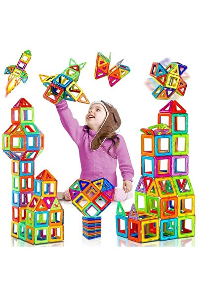 fulina مجموعة ألعاب بناء مغناطيسية ملونة متينة ومتينة على شكل هندسي، مكونة من 207 قطعة، مقاس 29×21×18