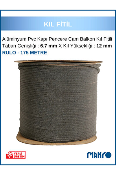 GLASSMAKRO Alüminyum Pvc Kapı Pencere Cam Balkon Kıl Fitili En 6,7mm - Kıl Uzunluğu: 12mm - RULO - 175 METRE