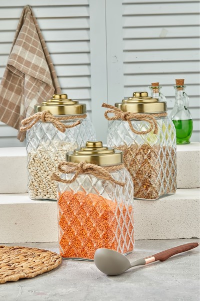 Cooker Nostalji 25 Cm 3.5 Lt Cam Kavanoz Vakum Kapaklı Erzak Bakliyat Detarjan Kavonuzu (1 Adet)