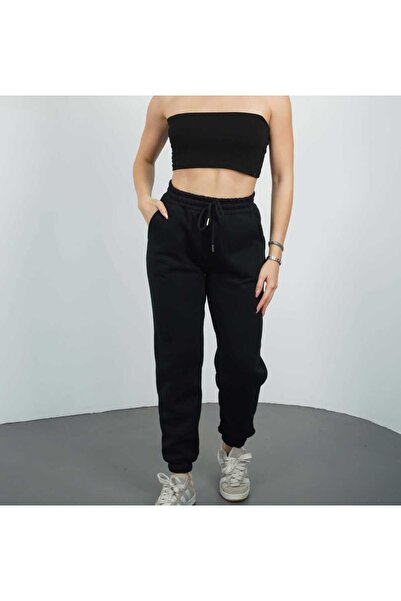 BERYY MODA Pantaloni de trening de iarnă pentru femei, cu bordură, cu manșete.