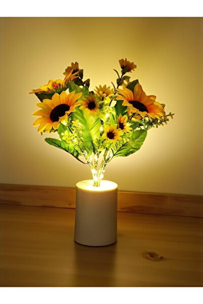 HEDİYE FİKRİ Günebakan Çiçeği (Ayçiçeği) Tasarımlı Dekoratif Led Işıklı Lamba