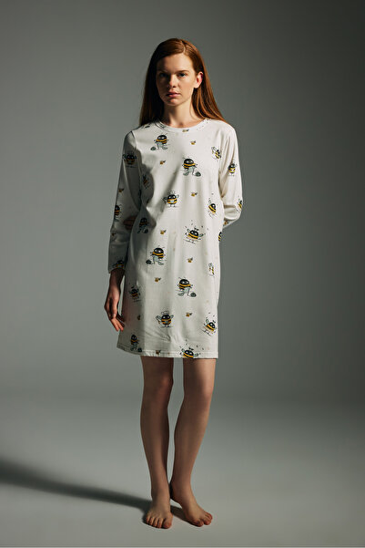 Hays Kadın Pamuklu Uzun Kollu Gecelik