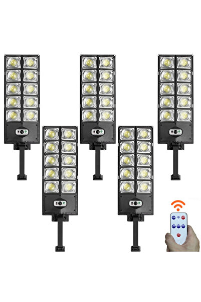 HOZRO Set of 5 HOZRO Solar Street Lights, 1000W, with IP65 Protection, 180° Rotation Angle, 4500 mAh Battery