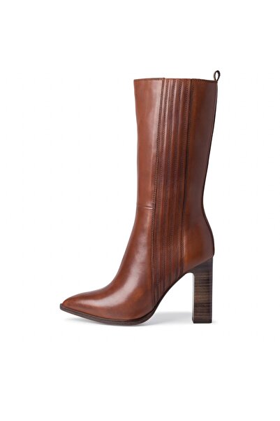 Tamaris brown genuine leather boots with heel
