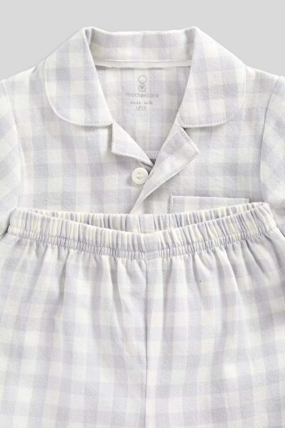 MOTHERCARE Grey Check Woven Baby Pyjamas