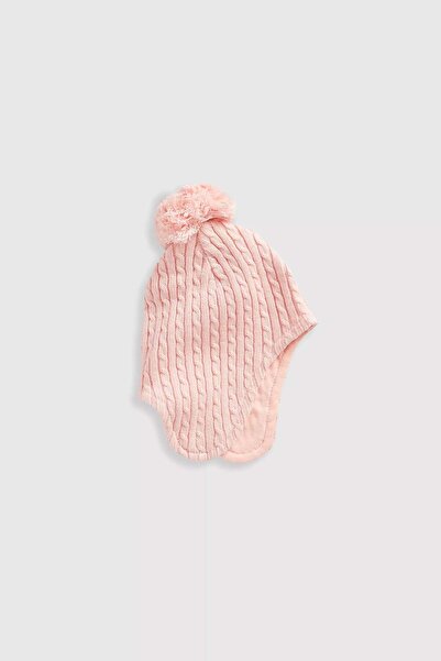 MOTHERCARE Pink Knitted Trapper Baby Hat