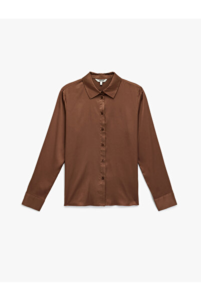 Koton Regular Fit Buttoned Long Sleeve Satin Shirt