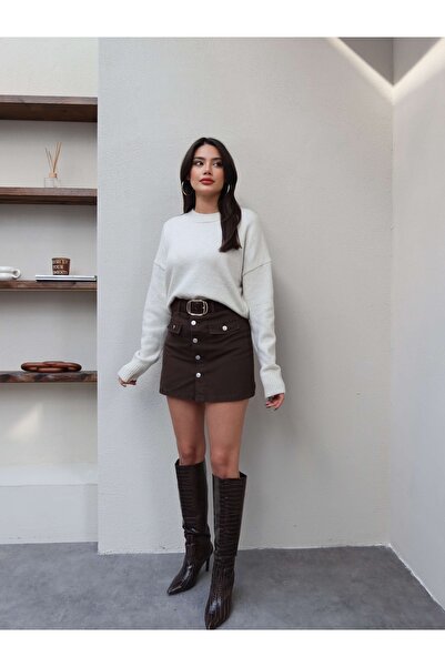 ESRAHELVACI Denim Skirt with Flap Pockets