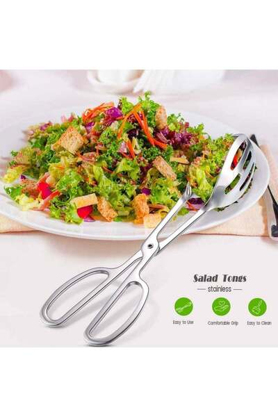 COOYA Stainless Steel Salad Tongs, Kitchen Tongs Cooking Tongs Strong Bread Tongs Multipurpose Scissors To