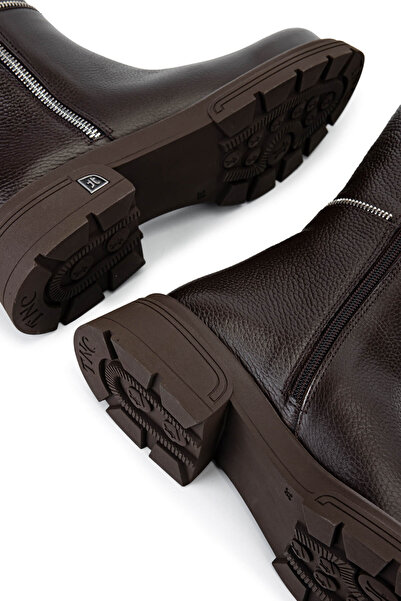 Tamer Tanca Kadın Hakiki Deri Kahverengi Floter Klasik Çizme