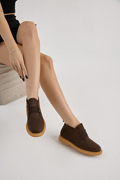 Tonny Black Kadın Kahve Süet Termo Taban Bağcıklı Günlük Bot