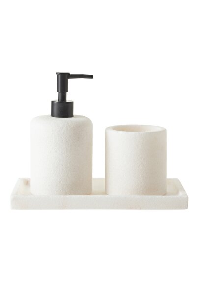 Mudo Home MARBLE MAT BEYAZ 3'LÜ BANYO SETİ