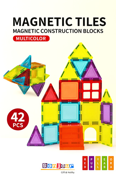 Bonjour Gift & Hobby Manyetik Yapı Blokları Çocuklar Için Renkli 3 Boyutlu Ma...