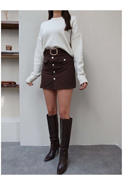 ESRAHELVACI Denim Skirt with Flap Pockets