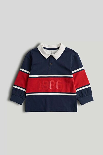 MOTHERCARE Navy and Red Rugby Top