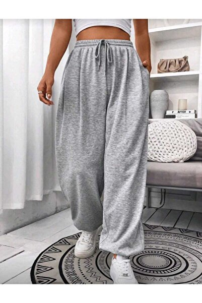 BERYY MODA Pantaloni de trening pentru femei, gri, de iarnă, cu manșete (tip ...