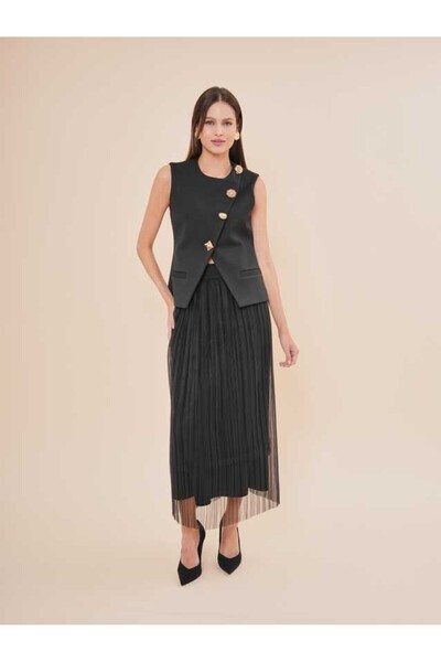 SERPİL Pileli Şifon Midi Etek 51251