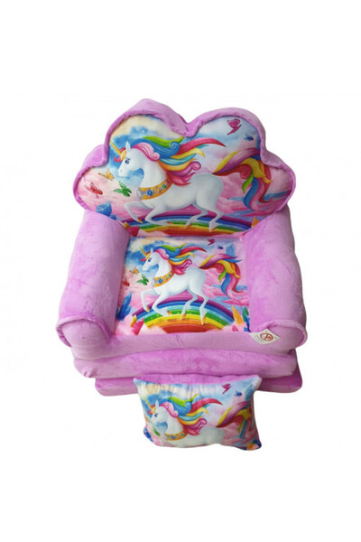 OEM Fotoliu extensibil Unicorn de pluș, 120 cm, roz - FPE-24