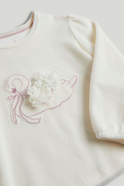 MOTHERCARE Cream Velour Swan Pyjamas