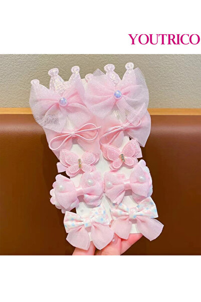 Youtrico 10 قطع/مجموعة دبابيس شعر للأطفال أنيقة وملونة على شكل فراشة وربطة شع...