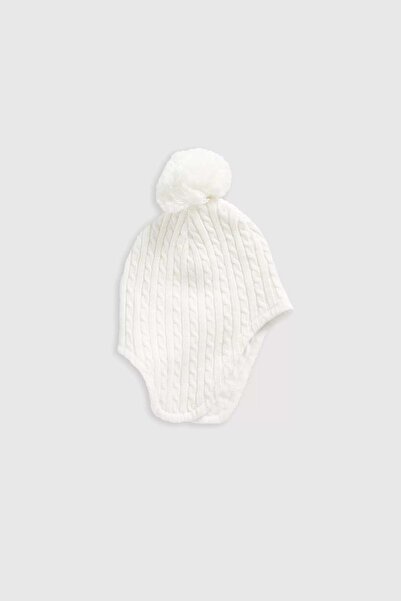 MOTHERCARE Cream Knitted Trapper Baby Hat