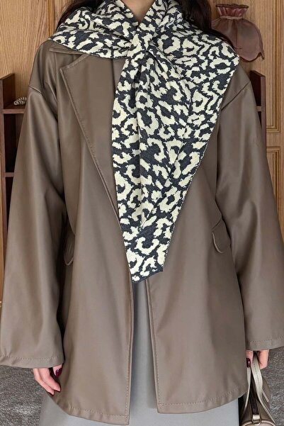 Ceylan Otantik Anthracite Leopard Patterned Scarf