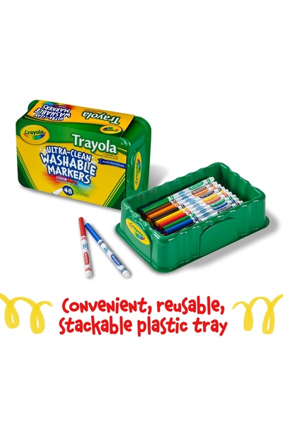Crayola Trayola Ultra-Clean Washable Markers Fine Line 48 Count 8 Colors