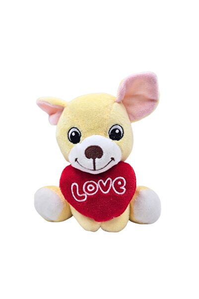 Gift Design Jucărie de pluș, cățeluș cu inimă, culoare galbenă, 15 cm