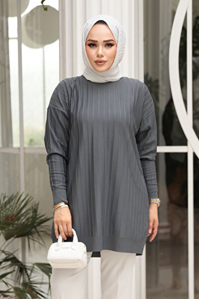 N.S NEVA STYLE Smoked Hijab Knitwear Sweater Tunic 17210Fu