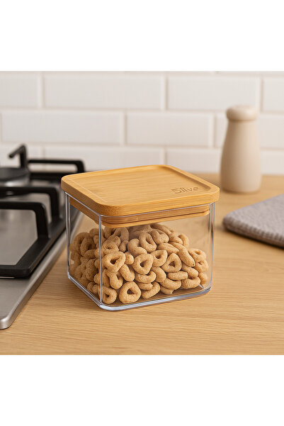 5FiveSmart 5Five Eske square storage box 0.5L, bamboo lid, transparent PS