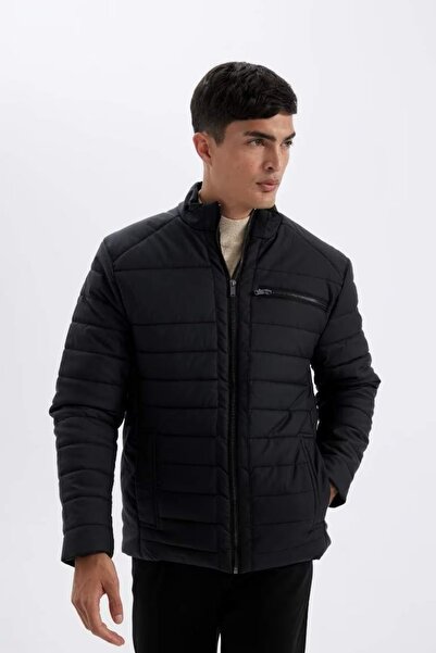 DeFacto Ανδρικό Δερμάτινο Παλτό και Μπουφάν X4014AZ/BK27 ΜΑΥΡΟ