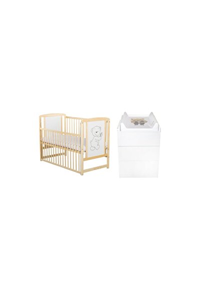 Babyneeds Set mobilier pentru copii, BabyNeeds: Patut din lemn de pin, cu lat...