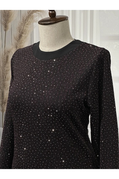 HESNA Caviar Print Stylish Stone Embroidered Quality Mother Evening Dress