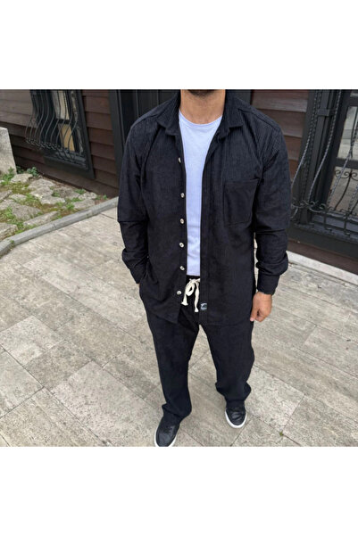 TUA MODA Tua Moda Men's Corduroy Oversized Set – Shirt and Pants Two-Piece Set Smoked Corduroy Elegance, Comfortable and