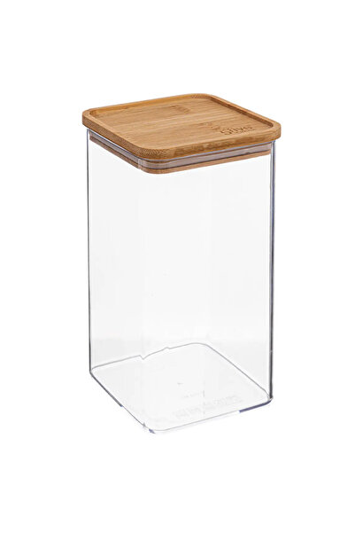5FiveSmart 5Five Eske square storage box 1.5L, bamboo lid, transparent PS