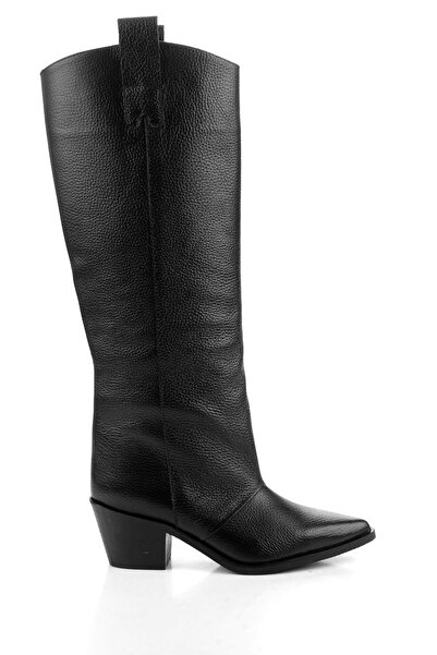 Bambi Siyah Hakiki Deri Kadın Çizme K03140431903