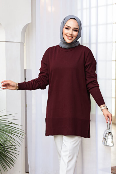 N.S NEVA STYLE Vişne Hijab Knitwear Sweater Tunic 2822Vsn