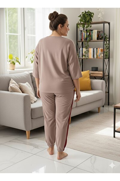 FAMESTEKSTİL Women's Plus Size Stone Tracksuit Set