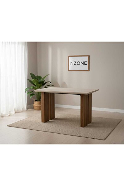 NZONE STORE Modern dining table in brown wood and marble, 160*90*77