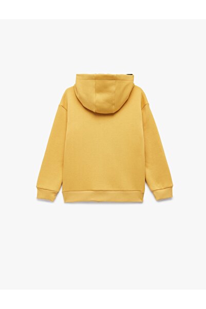 Koton Uzun Kollu Nakışlı Şardonlu Oversize Kapşonlu Sweatshirt