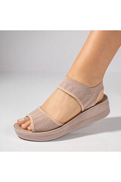 BMoD Sandale roz cu platformă din material textil pentru femei MOD11521