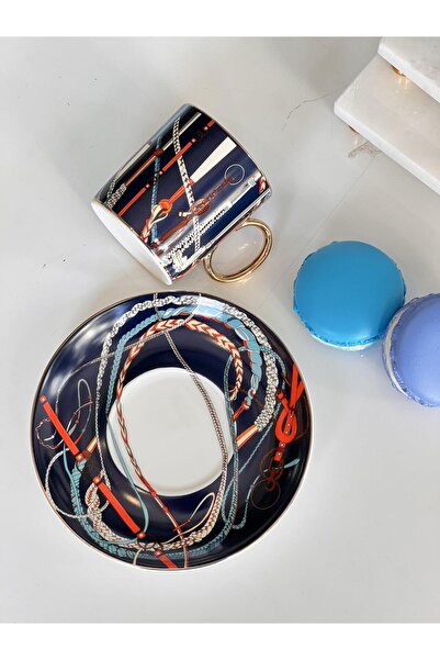 ROSSEV Turkish Coffee Cup Assortment Black 2 Person Set 4 Pieces