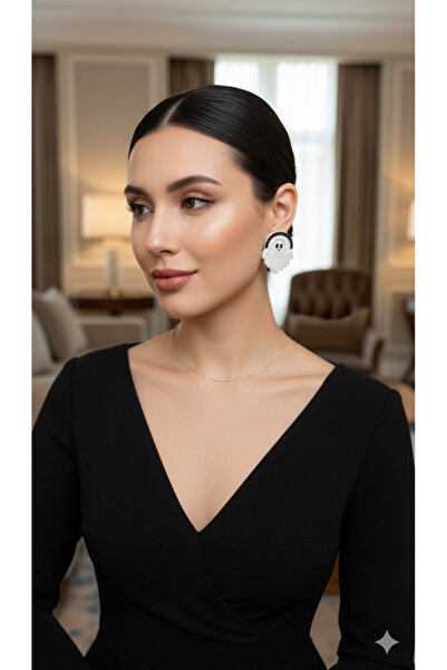 Lu Atelier Boo Arc Handmade Polymer Clay Earrings – Black and White Minimal Ghost Design