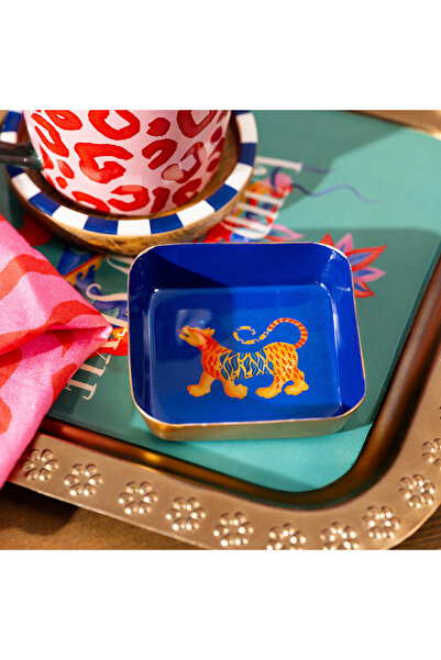 Zsa Zsa Zsu Nanpur Metal Dekoratif Tepsi 9x9x2 Cm Mavi